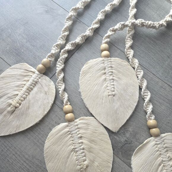 NEW Bohemian Woven Curtain Tiebacks Leaf NWOT - Picture 3 of 11